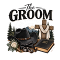 The Groom Western Faith t-shirt design with cowboy hat cross and Holy Bible