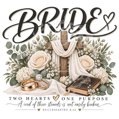 Bride Two Hearts One Purpose faith wedding t-shirt design
